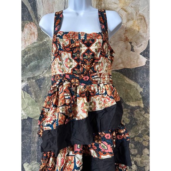 New Anthropologie Floral Print Square Neck Tiered Midi Dress Size Small - Picture 7 of 8